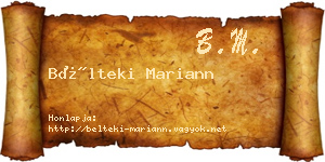 Bélteki Mariann névjegykártya