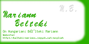 mariann belteki business card